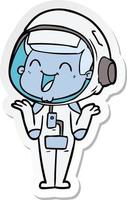 autocollant d'un astronaute de dessin animé heureux vecteur