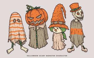 collection de personnages de monstres effrayants d'halloween vecteur