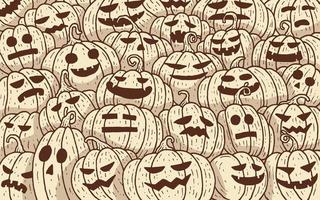 halloween avec collection de dessins animés d'expression de visage de citrouille vecteur