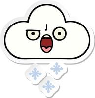 autocollant d'un joli nuage de neige de dessin animé vecteur
