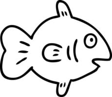 dessin au trait doodle d'un poisson marin vecteur