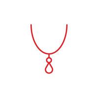 eps10 collier vectoriel rouge ou icône d'art de ligne pendentif isolé sur fond blanc. symbole de contour de médaillon dans un style moderne simple et plat pour la conception, le logo et l'application mobile de votre site Web