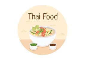 modèle de cuisine traditionnelle thaïlandaise dessin animé illustration dessinée à la main divers de la conception de la cuisine thaïlandaise vecteur