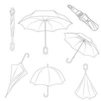 parapluie de doodle illustration vectorielle dessinés à la main. contour noir et blanc. coloriage pour les enfants vecteur