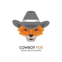 logo de mascotte de dessin animé renard cowboy vecteur