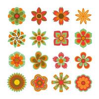 coloré floral rétro hippie groovy vintage fleur géométrique abstraite, feuilles de géométrie, impression multicolore drôle pour tissu, papier, toute conception de surface. fond d'écran psychédélique vecteur