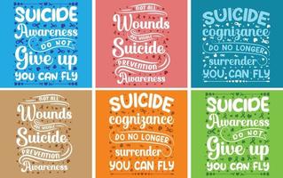 ensemble de conception de t-shirt de sensibilisation au suicide vecteur