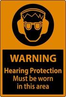 Une protection auditive d'avertissement doit être portée signe sur fond blanc vecteur