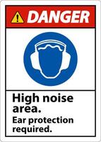 Danger protection auditive requise signe sur fond blanc vecteur