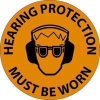 Une protection auditive d'avertissement doit être portée signe sur fond blanc vecteur