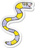 autocollant en détresse d'un serpent de dessin animé vecteur