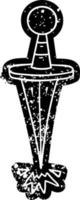 icône grunge dessin d'un petit poignard vecteur