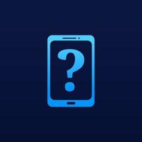 smartphone avec des idées d'icônes de logo de point d'interrogation vecteur
