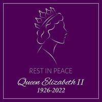 londres, angleterre 09.10.2022 mort reine elizabeth. profil latéral en couronne. vecteur