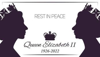 londres, angleterre 09.10.2022 mort reine elizabeth. profil latéral en couronne. vecteur