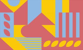 arrière-plan simple en couleur de base rouge et jaune avec motif géométrique abstrait. papier peint plat minimaliste et couleurs douces. triangle, carré, rectangle, cercle, losange et autres formes vecteur