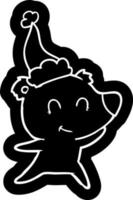 icône de dessin animé d'ours femelle d'un bonnet de noel vecteur
