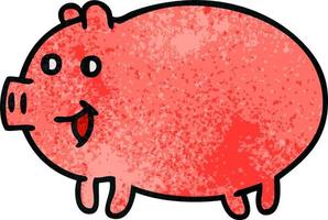 cochon de dessin animé de texture grunge rétro vecteur