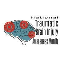 mois national de sensibilisation aux lésions cérébrales traumatiques, image schématique des lésions cérébrales pour bannière ou affiche vecteur
