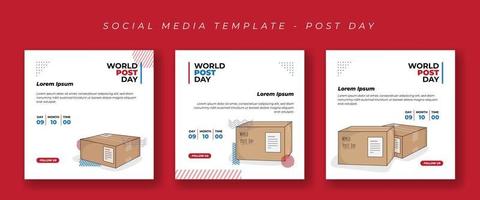 modèle de publication sur les médias sociaux avec conception de boîte en carton sur fond blanc vecteur