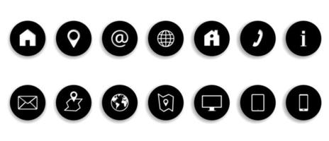 cercle moderne contactez-nous jeu d'icônes d'affaires pour le web et le mobile. découpé à l'emporte-pièce avec illustration vectorielle de style ombre vecteur