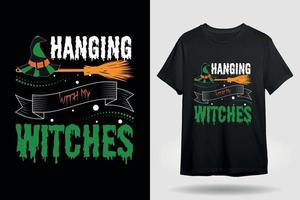accrocher avec ma conception de t-shirt halloween sorcière vecteur