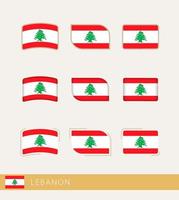 drapeaux vectoriels du liban, collection de drapeaux du liban. vecteur