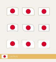 drapeaux vectoriels du japon, collection de drapeaux du japon. vecteur