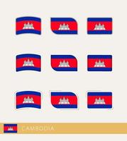 drapeaux vectoriels du cambodge, collection de drapeaux du cambodge. vecteur