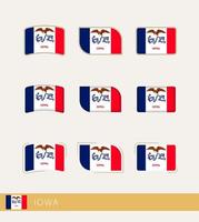 drapeaux vectoriels de l'iowa, collection de drapeaux de l'iowa. vecteur