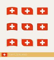drapeaux vectoriels de suisse, collection de drapeaux suisses. vecteur