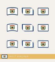 drapeaux vectoriels de la virginie occidentale, collection de drapeaux de la virginie occidentale. vecteur
