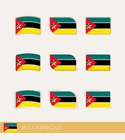 drapeaux vectoriels du mozambique, collection de drapeaux du mozambique. vecteur