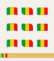 drapeaux vectoriels du mali, collection de drapeaux du mali. vecteur