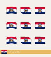 drapeaux vectoriels du missouri, collection de drapeaux du missouri. vecteur