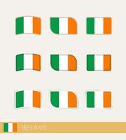 drapeaux vectoriels d'irlande, collection de drapeaux d'irlande. vecteur