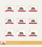 drapeaux vectoriels de californie, collection de drapeaux de californie. vecteur