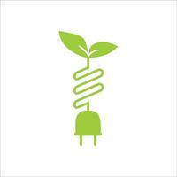 signe et symbole d'énergie verte. illustration vectorielle d'icône électrique et feuille vecteur