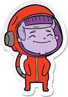 autocollant d'un astronaute de dessin animé heureux vecteur