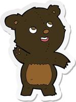 autocollant d'un dessin animé mignon ours noir en peluche vecteur