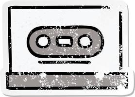 autocollant en détresse d'une jolie cassette rétro de dessin animé vecteur