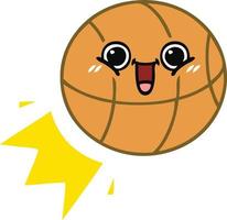 basket-ball de dessin animé rétro couleur plate vecteur