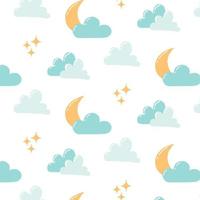 modèle sans couture avec la lune et les nuages. bonne nuit impression. illustration vectorielle de style dessiné à la main. modèle pour enfants. vecteur