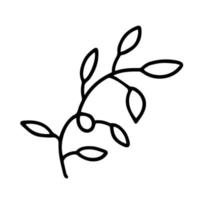 plante de citrouille de vecteur avec des feuilles isolées. branche de doodle avec des feuilles isolées