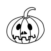 clipart de doodle de citrouille d'halloween de vecteur. doodle style de croquis de citrouille effrayant halloween isolé. vecteur