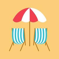 parasol de plage de style plat de vecteur et chaises de plage