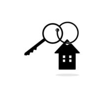icône silhouette noire trousseau maison avec clé vecteur