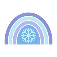 arc-en-ciel d'hiver dans un style plat. jolie illustration en bleu sur le thème de noël, nouvel an, hiver douillet. pour la conception de cartes, d'imprimés, d'impression de vacances, de motifs, de papier d'emballage vecteur