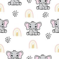 modèle sans couture avec éléphant mignon, texture enfantine créative. idéal pour le tissu, illustration vectorielle textile. vecteur