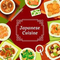 couverture de menu vectoriel de cuisine japonaise, repas japonais